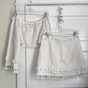 Fringed two piece linen set